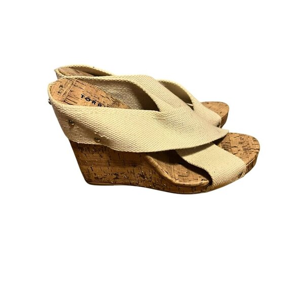Torrid Beige Crisscross Wedge Sandals - Picture 1 of 7